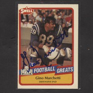 AUTOGRAPHED FOOTBALL CARD OF GINO MARCHETTI BALTIMORE COLTS HALL OF FAMER